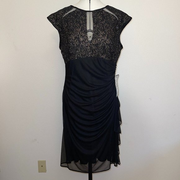 B&A by Betsy and Adam Dresses & Skirts - Betsy & Adam Black Ruched Lace Dress NWT Sz 14